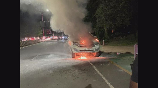 car catched fire